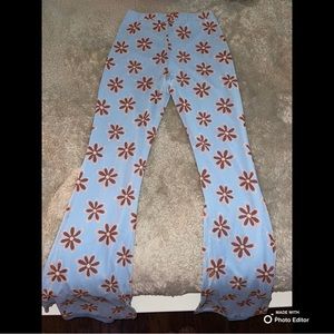 Altered state women’s groovy blue floral flared pajamas pants size small